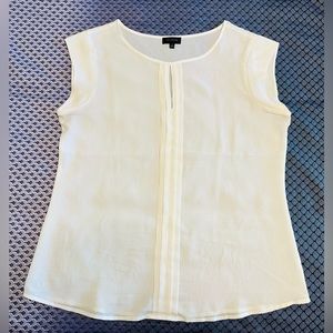 The Limited Classic Cream Blouse with Peel-a-boo Slit and Cap Sleeves Size L